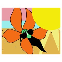 Sunflower On Sunbathing Double Sided Flano Blanket (medium)  by Valentinaart