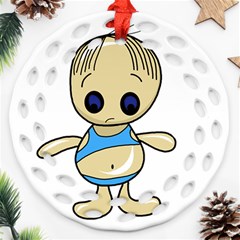 Cute Boy Ornament (round Filigree) 