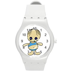 Cute Boy Round Plastic Sport Watch (m) by Valentinaart