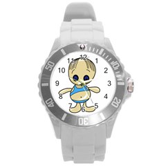 Cute Boy Round Plastic Sport Watch (l) by Valentinaart