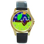 Caterpillar  Round Gold Metal Watch Front