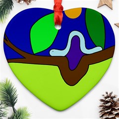 Caterpillar  Heart Ornament (2 Sides) by Valentinaart