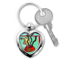 Dancing  Snakes Key Chains (heart)  by Valentinaart