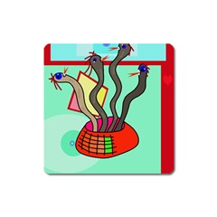 Dancing  Snakes Square Magnet by Valentinaart