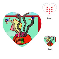 Dancing  Snakes Playing Cards (heart)  by Valentinaart