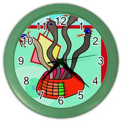 Dancing  Snakes Color Wall Clocks by Valentinaart