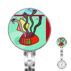 Dancing  Snakes Stainless Steel Nurses Watch by Valentinaart