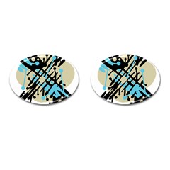 Abstract Decor - Blue Cufflinks (oval) by Valentinaart