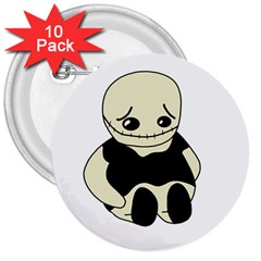 Halloween Sad Monster 3  Buttons (10 Pack)  by Valentinaart