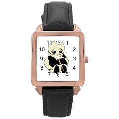 Halloween Sad Monster Rose Gold Leather Watch  by Valentinaart