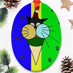 Ice Cream Cat Ornament (oval)  by Valentinaart