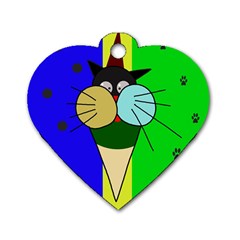 Ice Cream Cat Dog Tag Heart (one Side) by Valentinaart