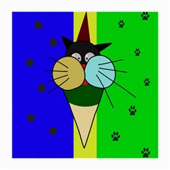 Ice Cream Cat Medium Glasses Cloth (2-side) by Valentinaart