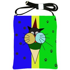 Ice Cream Cat Shoulder Sling Bags by Valentinaart