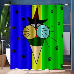 Ice Cream Cat Shower Curtain 60  X 72  (medium)  by Valentinaart