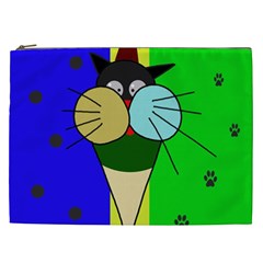 Ice Cream Cat Cosmetic Bag (xxl)  by Valentinaart