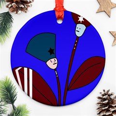 Soldier Flowers  Ornament (round)  by Valentinaart