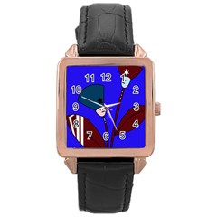 Soldier Flowers  Rose Gold Leather Watch  by Valentinaart