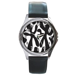 Black And White Dance Round Metal Watch by Valentinaart