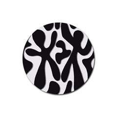 Black And White Dance Rubber Coaster (round)  by Valentinaart