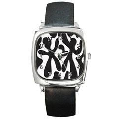 Black And White Dance Square Metal Watch by Valentinaart