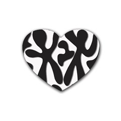 Black And White Dance Rubber Coaster (heart)  by Valentinaart