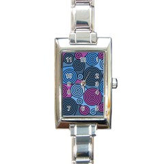 Blue Hypnoses Rectangle Italian Charm Watch by Valentinaart