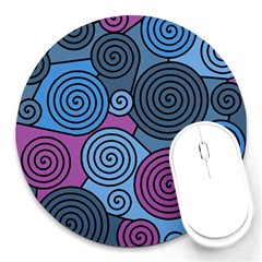 Blue Hypnoses Round Mousepads by Valentinaart