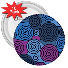 Blue Hypnoses 3  Buttons (10 Pack)  by Valentinaart