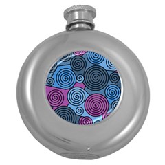 Blue Hypnoses Round Hip Flask (5 Oz) by Valentinaart