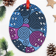 Blue Hypnoses Oval Filigree Ornament (2-side)  by Valentinaart