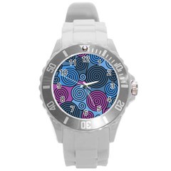 Blue Hypnoses Round Plastic Sport Watch (l) by Valentinaart