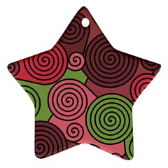 Red And Green Hypnoses Ornament (star)  by Valentinaart