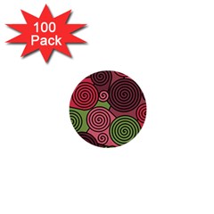 Red And Green Hypnoses 1  Mini Buttons (100 Pack)  by Valentinaart