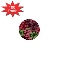 Red And Green Hypnoses 1  Mini Magnets (100 Pack)  by Valentinaart