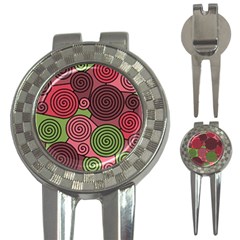 Red And Green Hypnoses 3-in-1 Golf Divots by Valentinaart