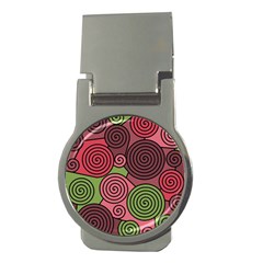 Red And Green Hypnoses Money Clips (round)  by Valentinaart