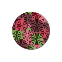 Red And Green Hypnoses Magnet 3  (round) by Valentinaart