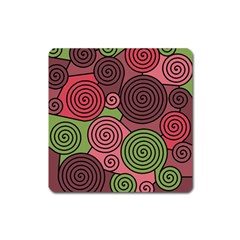 Red And Green Hypnoses Square Magnet by Valentinaart