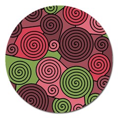 Red And Green Hypnoses Magnet 5  (round) by Valentinaart