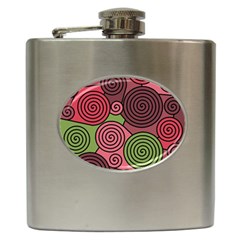 Red And Green Hypnoses Hip Flask (6 Oz) by Valentinaart