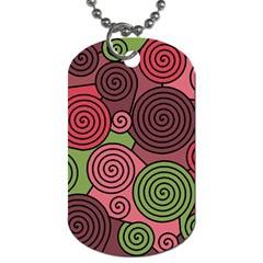 Red And Green Hypnoses Dog Tag (two Sides) by Valentinaart