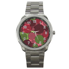 Red And Green Hypnoses Sport Metal Watch by Valentinaart