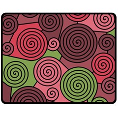 Red And Green Hypnoses Fleece Blanket (medium)  by Valentinaart