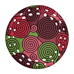 Red And Green Hypnoses Ornament (round Filigree) 