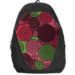 Red And Green Hypnoses Backpack Bag by Valentinaart