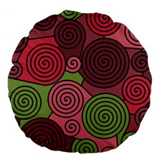 Red And Green Hypnoses Large 18  Premium Round Cushions by Valentinaart