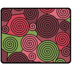 Red And Green Hypnoses Double Sided Fleece Blanket (medium)  by Valentinaart