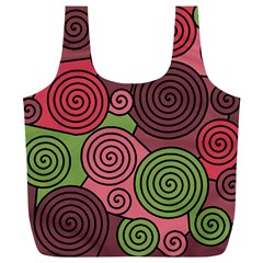 Red And Green Hypnoses Full Print Recycle Bags (l)  by Valentinaart