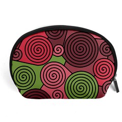 Red And Green Hypnoses Accessory Pouches (large)  by Valentinaart